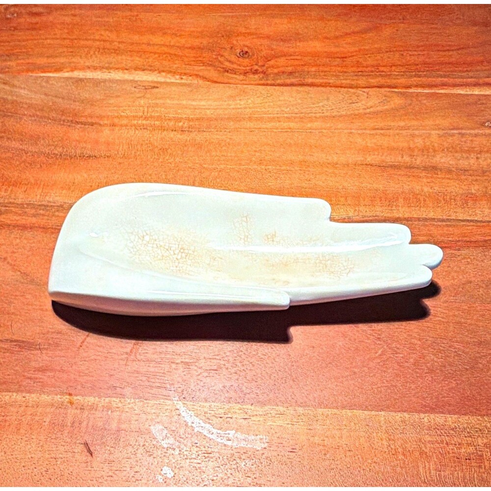 Vintage Lenox White Ceramic Hand-Shaped Ashtray/Dish Glossy Made in USA